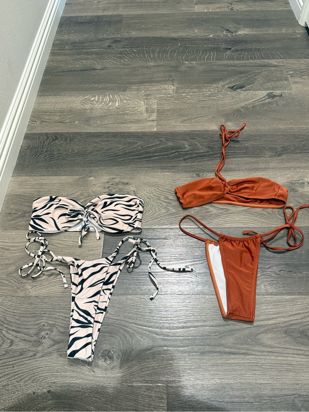 2 - pack Shein Bikinis - Zebra Print & Rust Orange